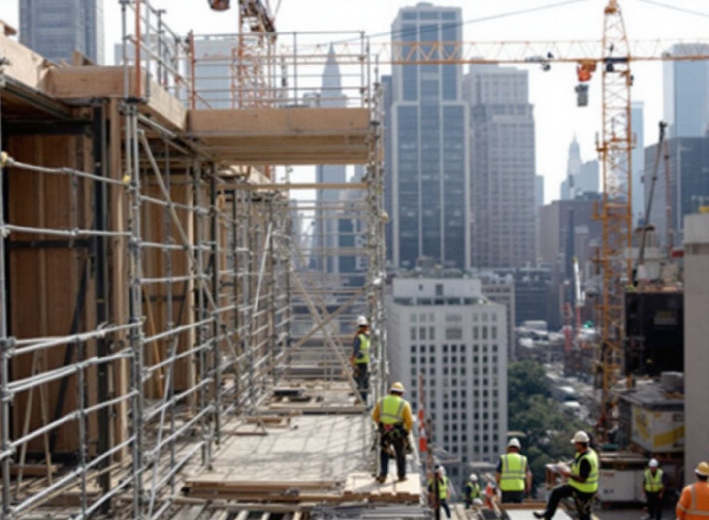 Falling Through a Gap Between Scaffold Planks in New York